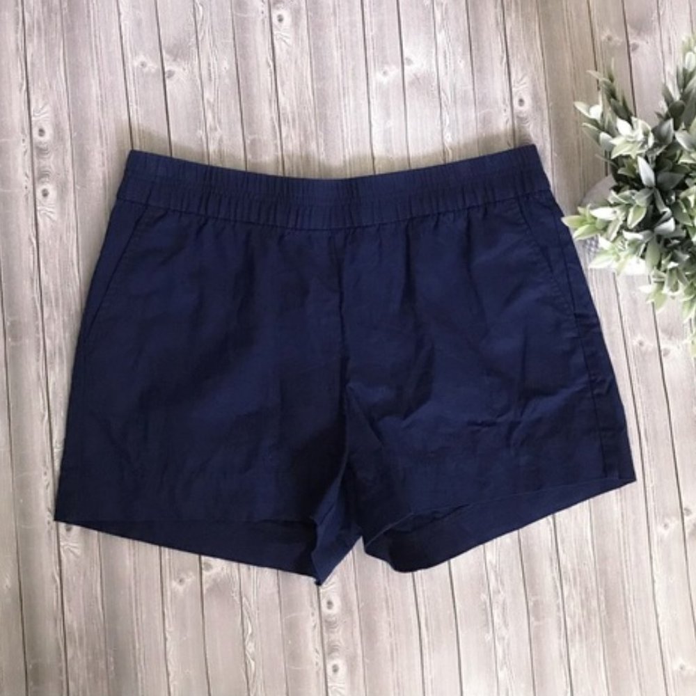 🎃peace & pearls blue linen pull on navy short XXL